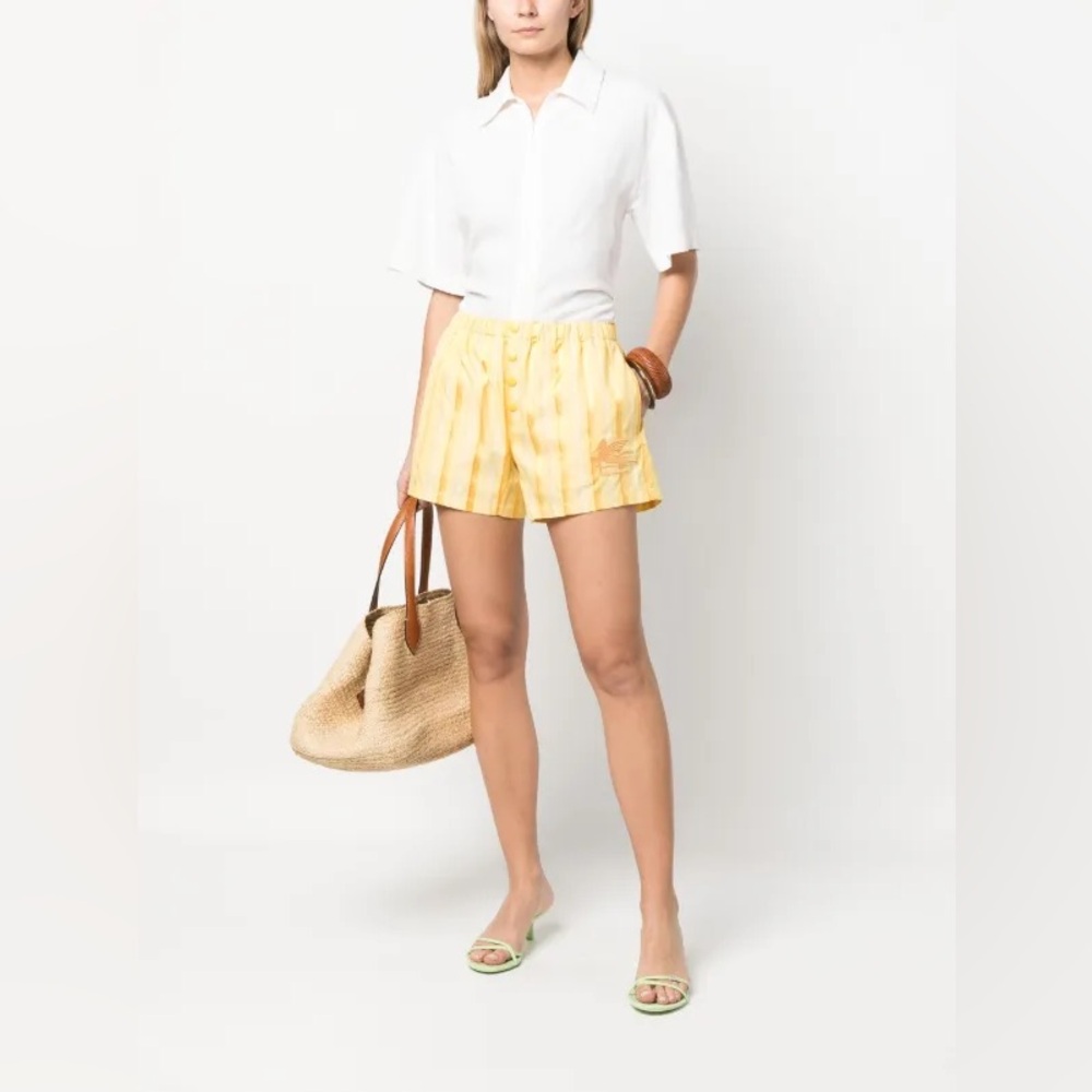 NWT Etro Yellow Stripe Shorts in IT40 (US 4)